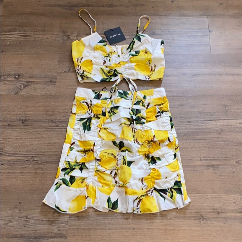 Parisian Works Lemon Print Halter & Skirt Set  4